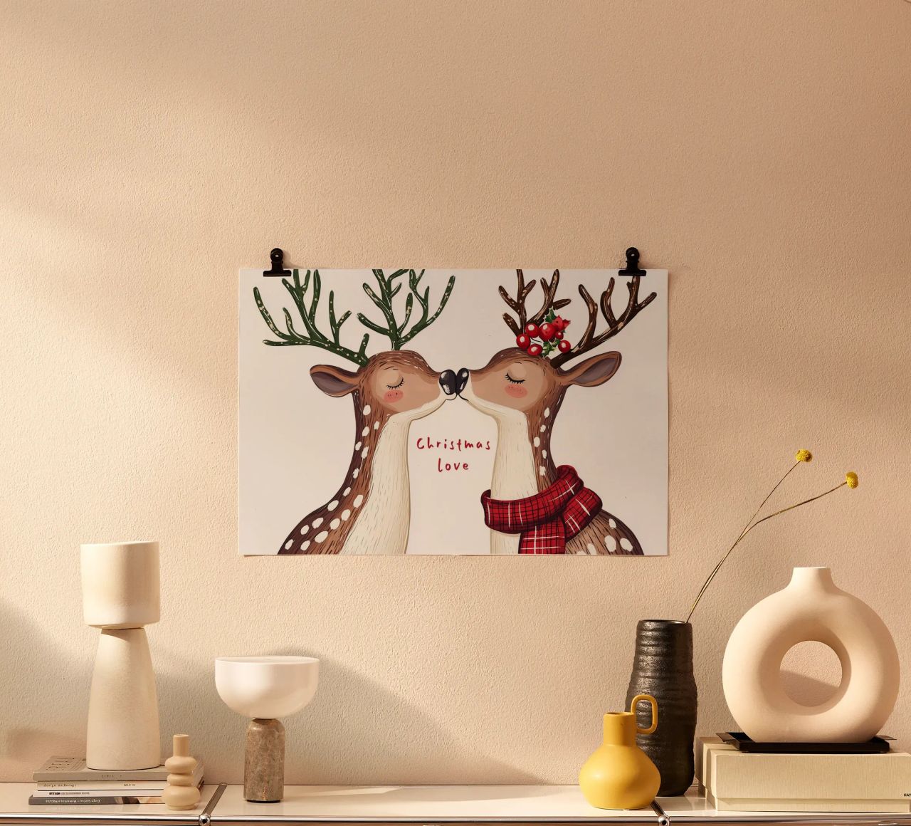 Rendier kerstliefde poster van Carinaprint