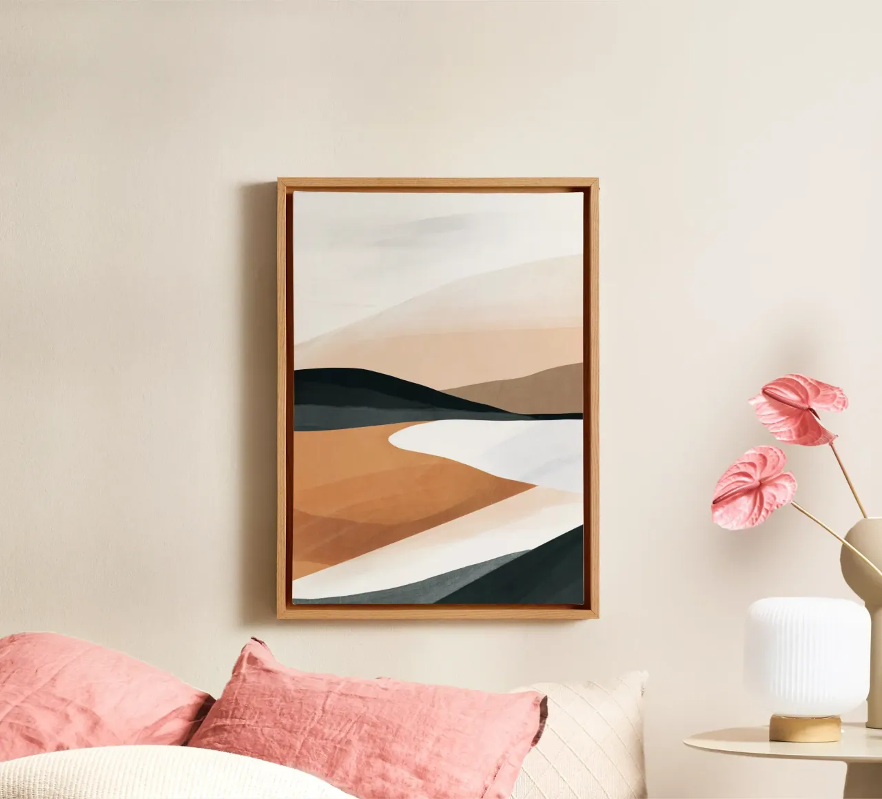 Abstracte kunst Landschap 15 canvas met Baklijst van ThingDesign