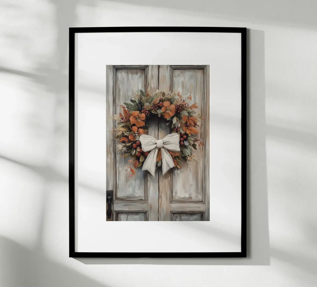 Herbstkranz mit weißer Schleife Poster von Melloi Art Print