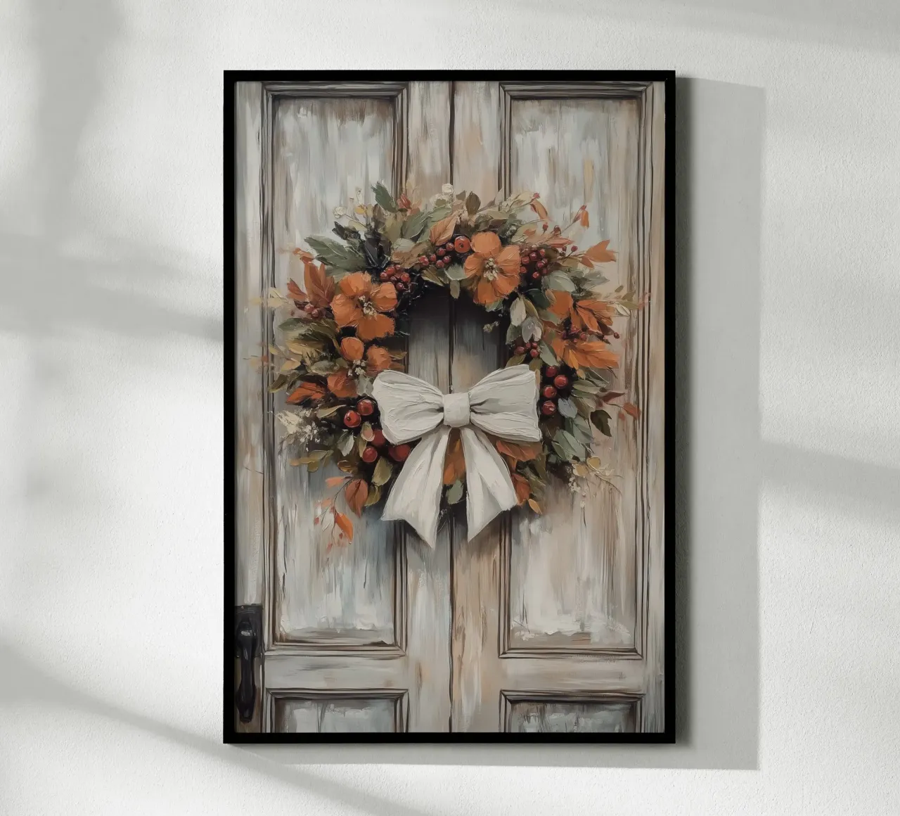 Herbstkranz mit weißer Schleife Poster von Melloi Art Print