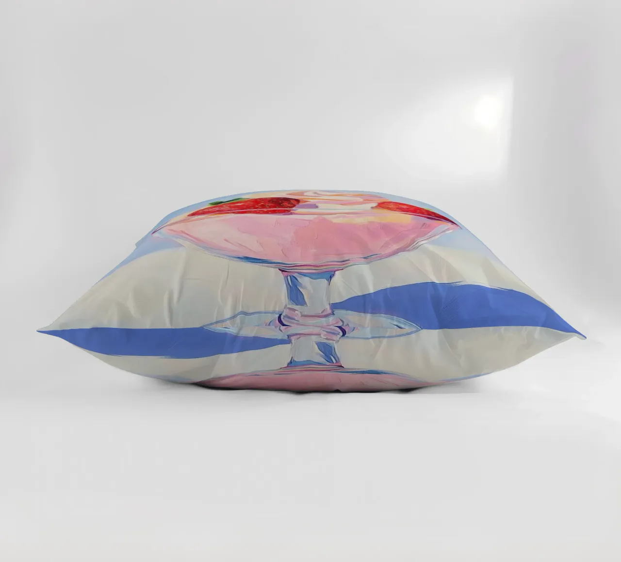 Strawberries Milkshake Painting decorative cushion by Melloi Art Print