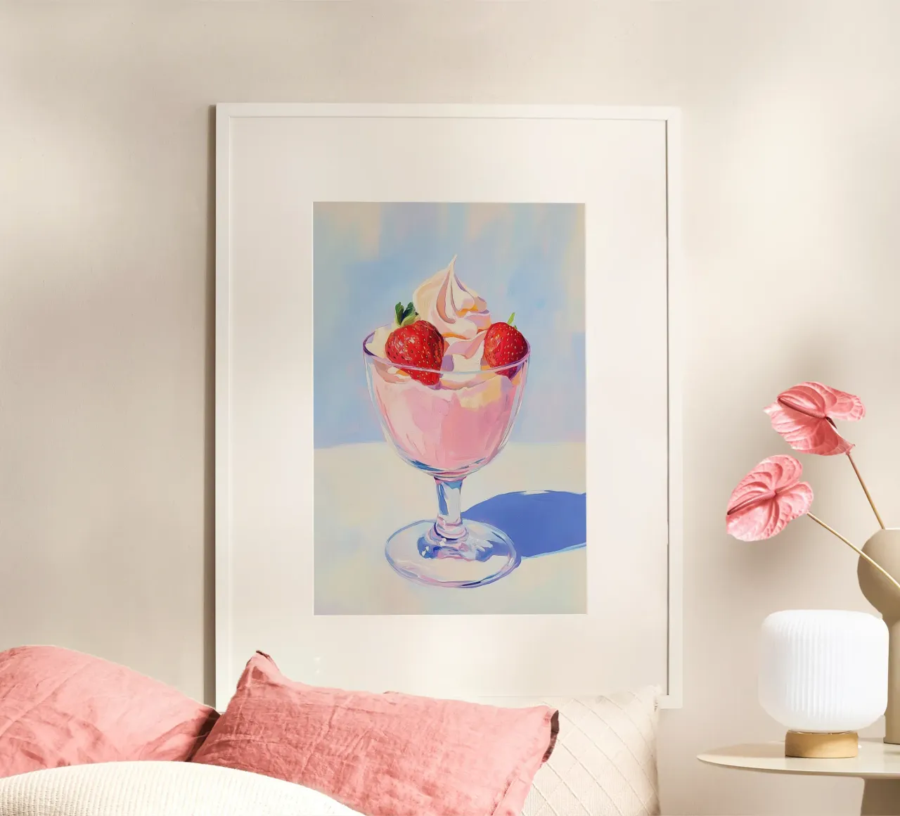 Fragole frullate Pittura carta hahnemühle da Melloi Art Print