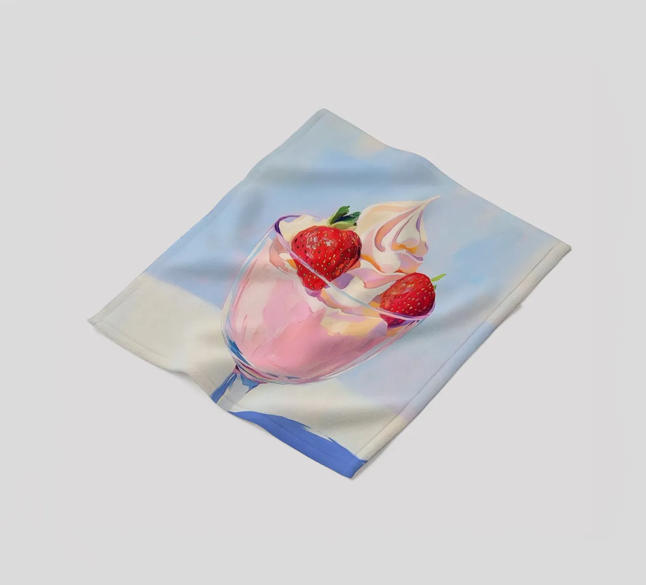 Aardbeien milkshake schilderen fleecedeken van Melloi Art Print