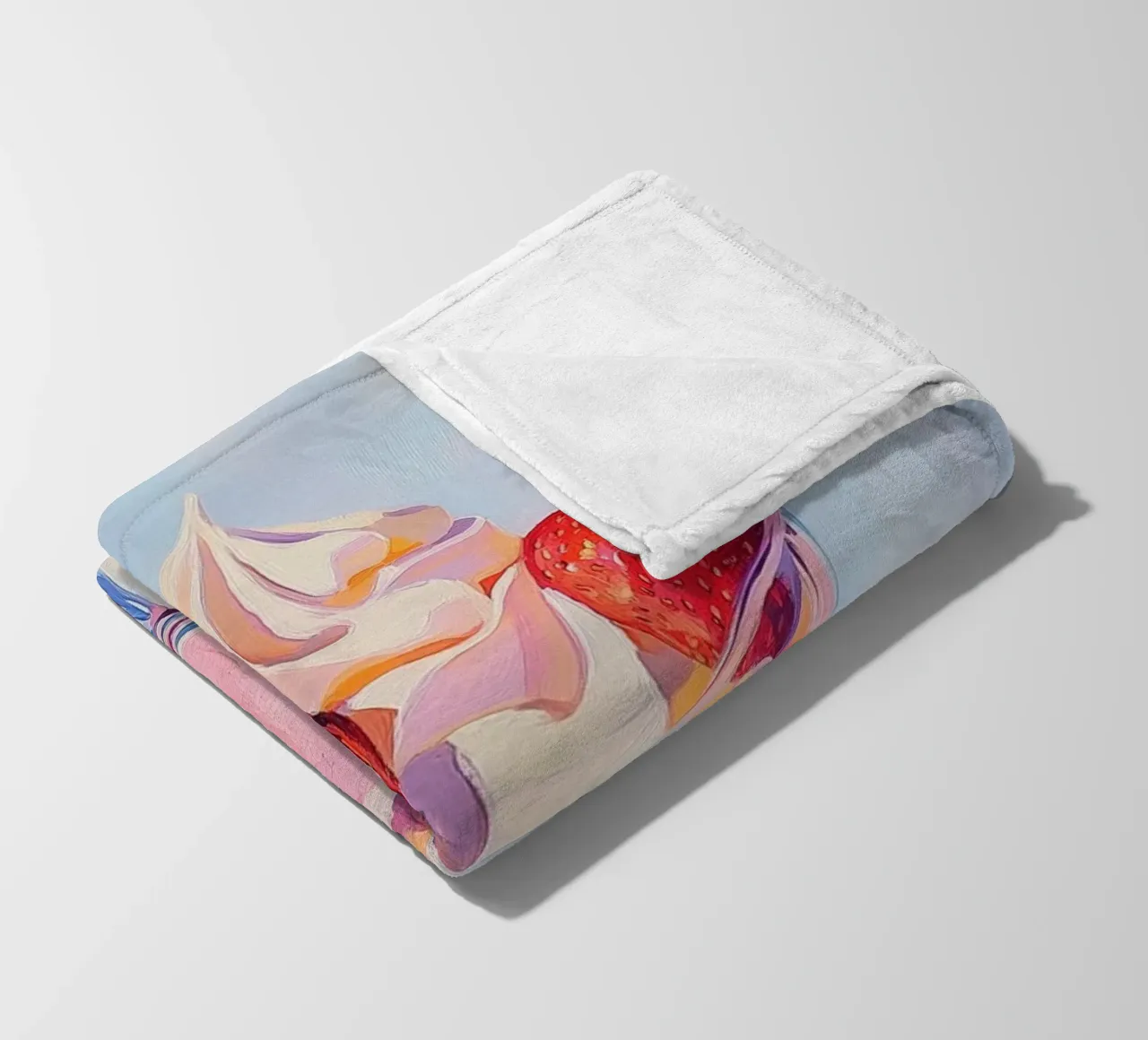 Aardbeien milkshake schilderen fleecedeken van Melloi Art Print