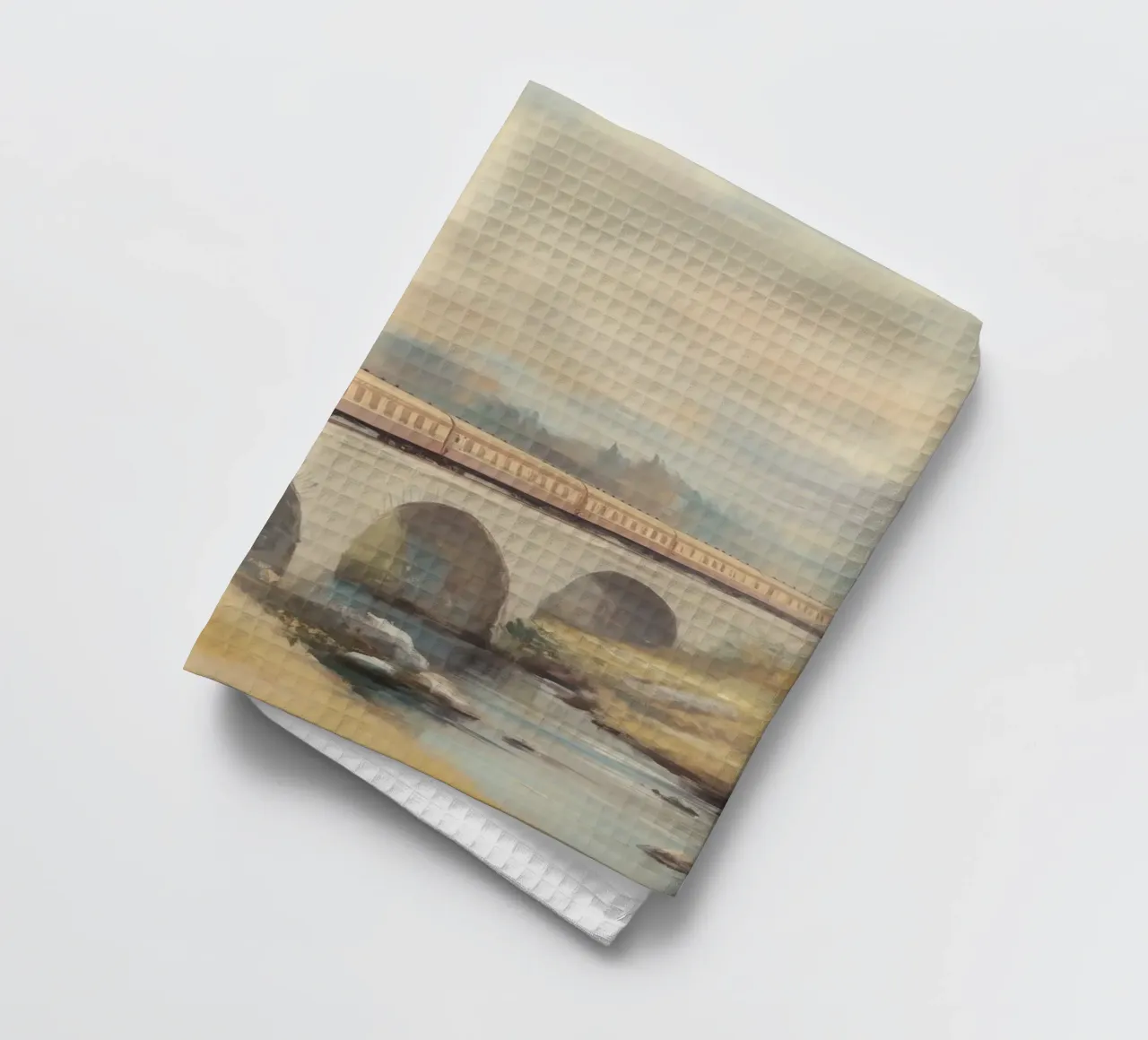 Treno a vapore sul ponte d'autunno canovaccio da cucina da Melloi Art Print