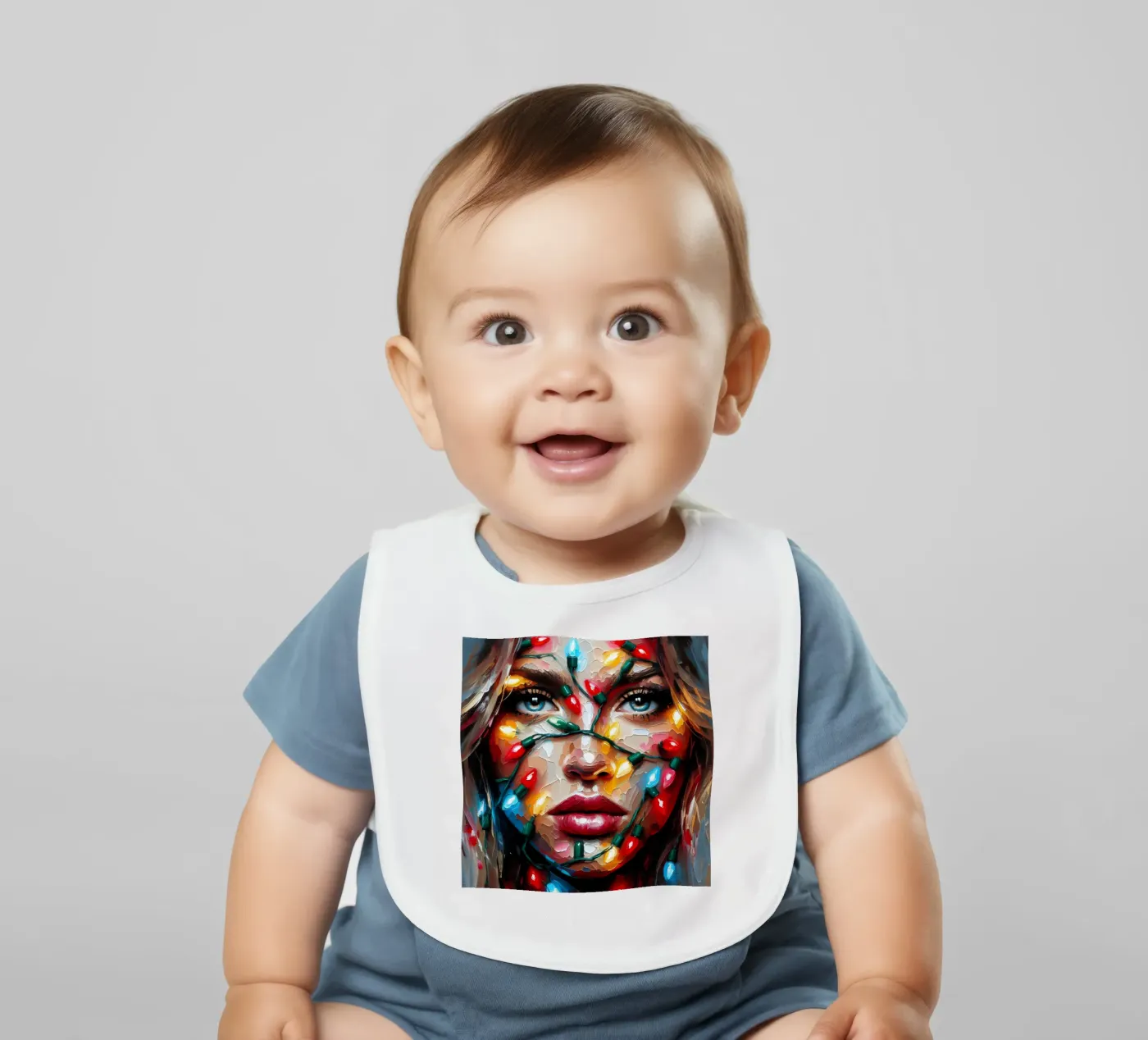 Christmas String Lights baby bib by ARTOMATIC