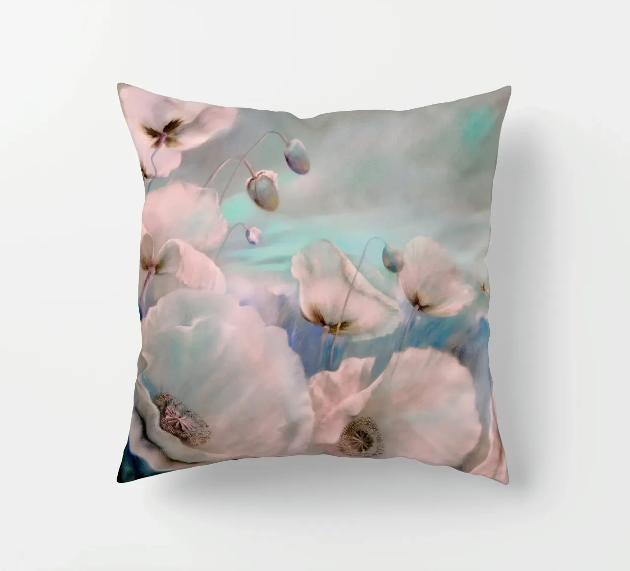 White poppies in the summer wind cuscino da Annette Schmucker