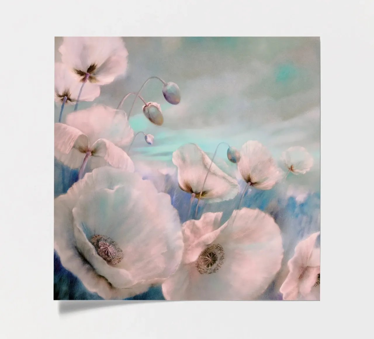 White poppies in the summer wind sticker sheet by Annette Schmucker