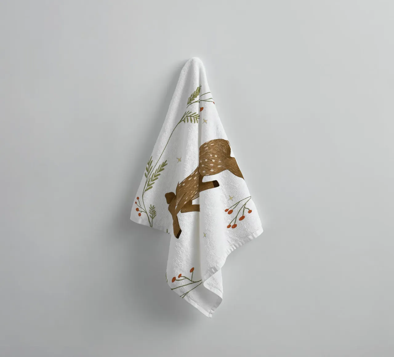 Anna Lunak - Couronne de Noël et biche serviette de bain de The Artcircle
