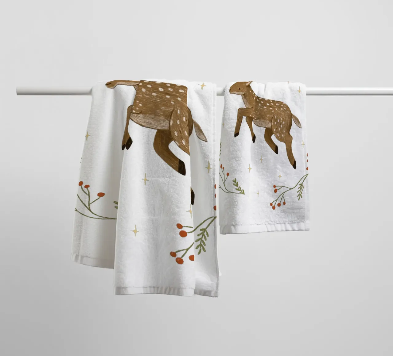 Anna Lunak - Couronne de Noël et biche serviette de bain de The Artcircle