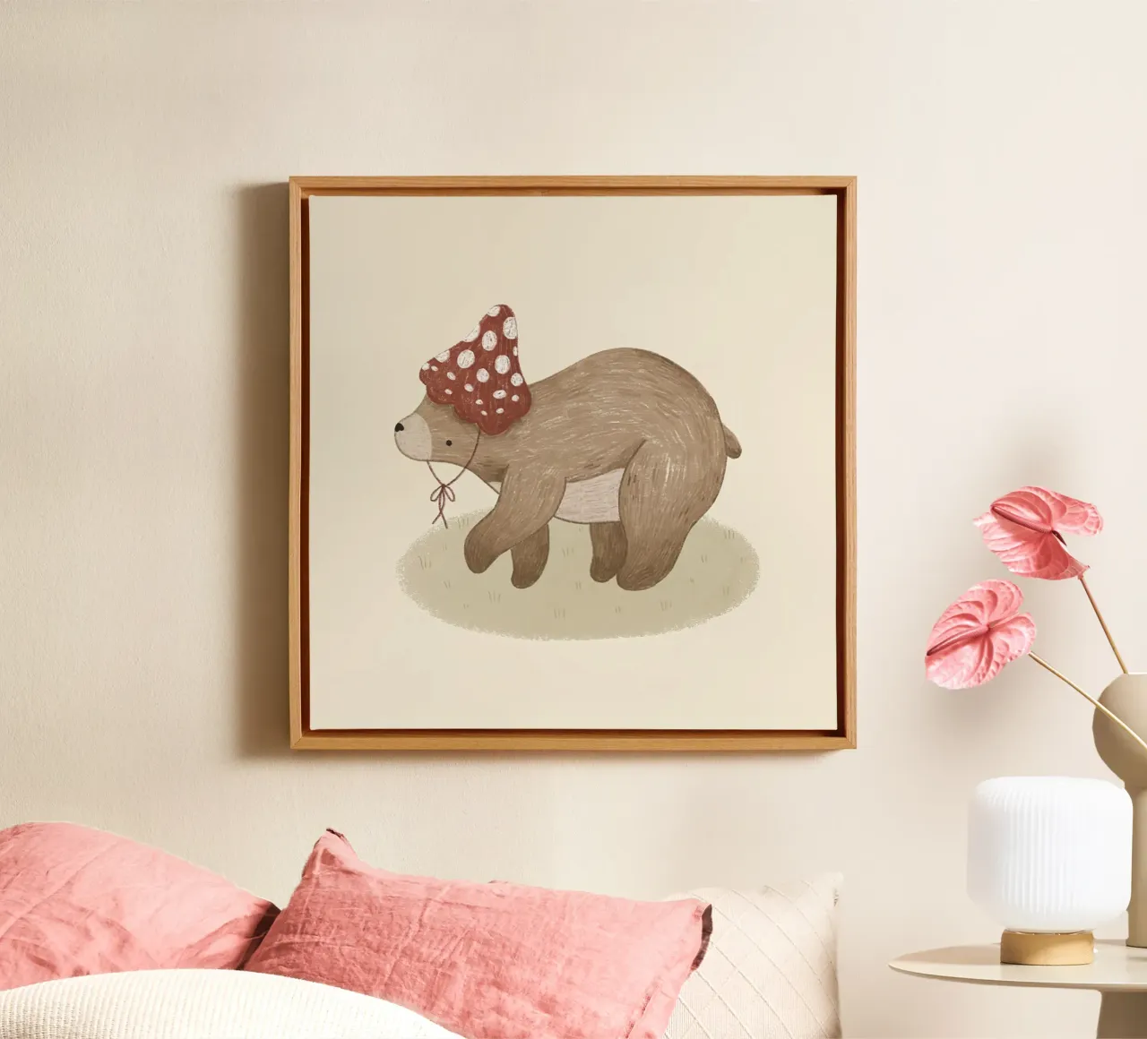 Anna Lunak - L'orso con il cappello di feltro tela con Cornice a cassetta da The Artcircle
