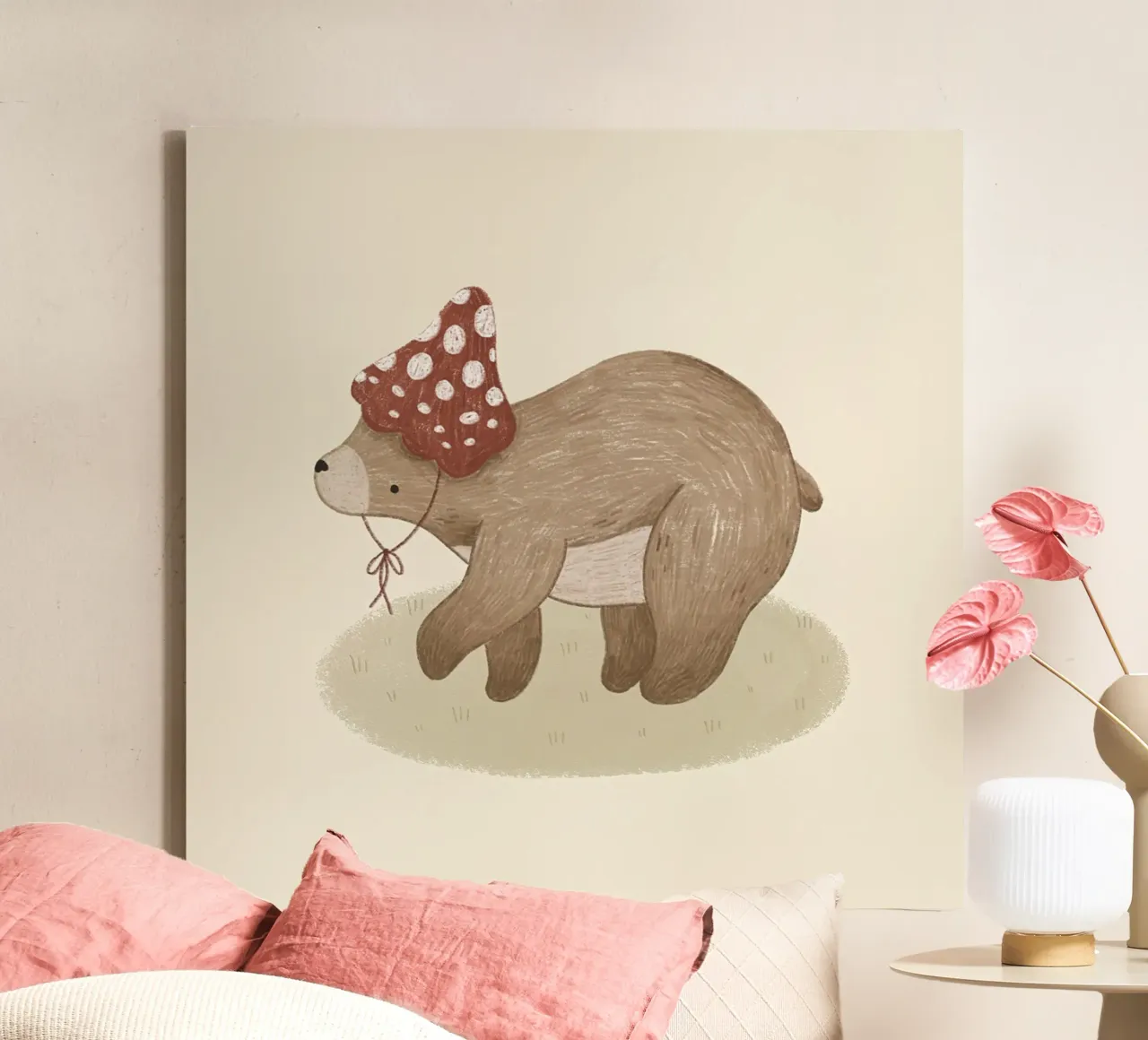 Anna Lunak - L'orso con il cappello di feltro tela con Cornice a cassetta da The Artcircle