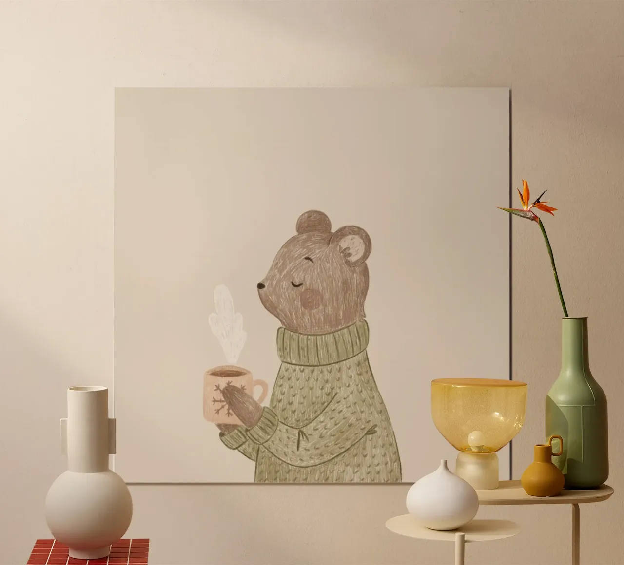 Anna Lunak - L'orso e il suo tè carta hahnemühle da The Artcircle