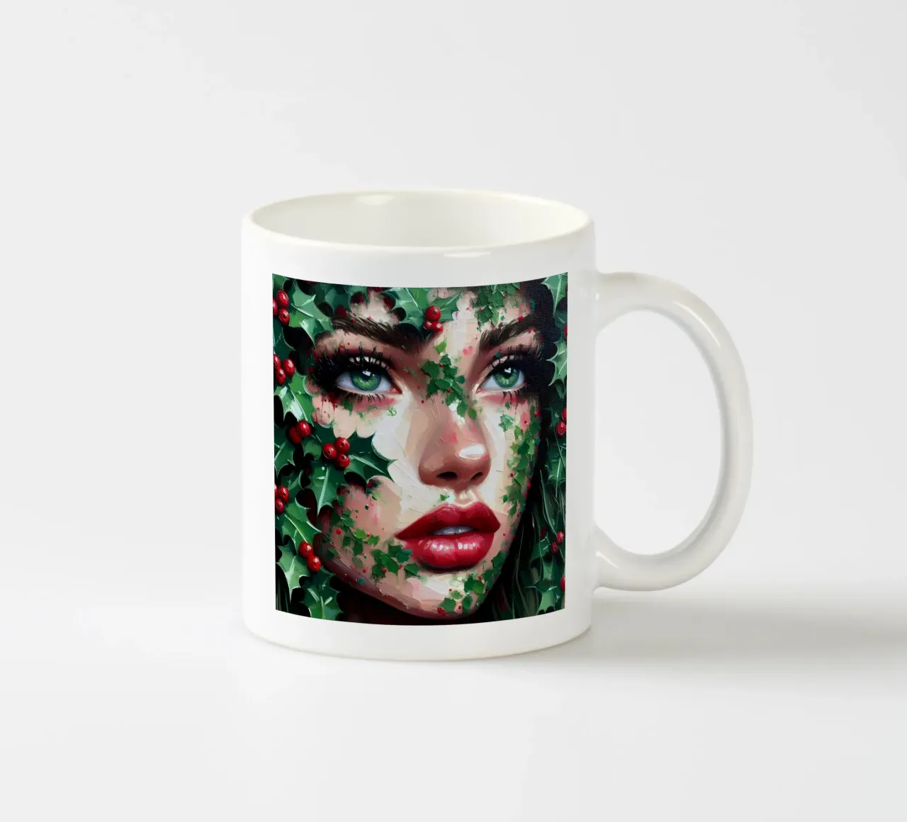 Edera e agrifoglio di Natale tazza in ceramica da ARTOMATIC