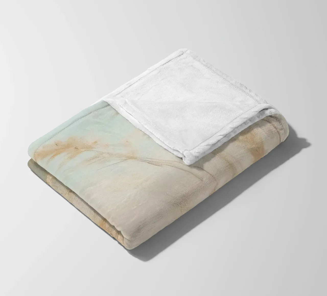 Nebbiosi campi di grano al mattino coperta in pile da Melloi Art Print