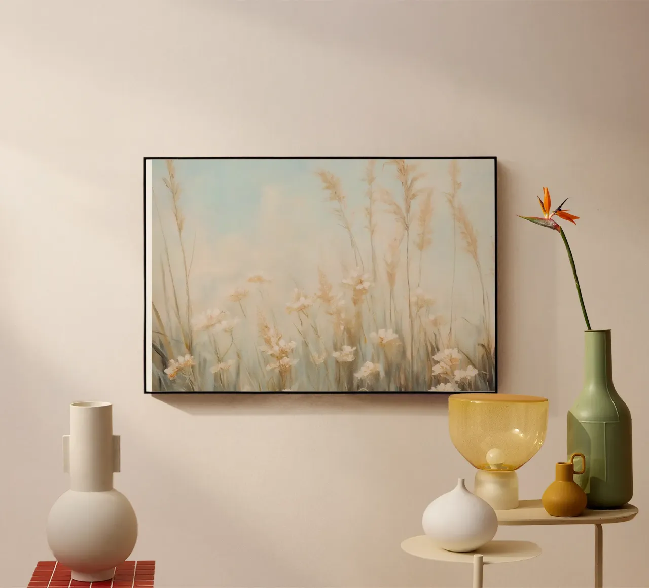 Nebbiosi campi di grano al mattino plexiglass da Melloi Art Print