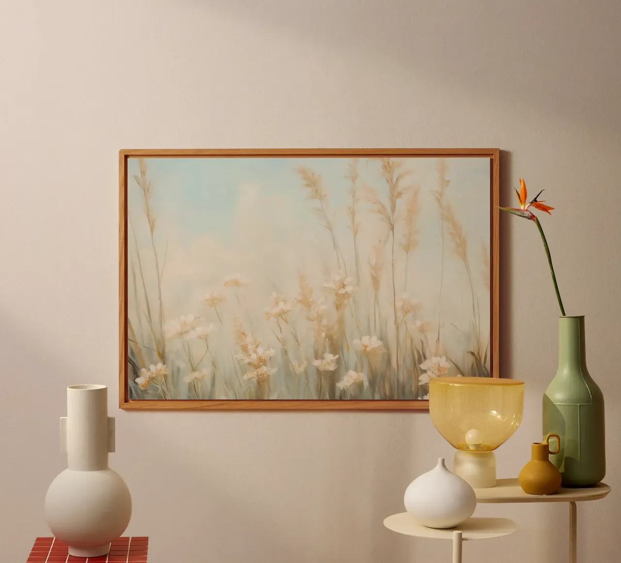 Nebbiosi campi di grano al mattino alluminio dibond da Melloi Art Print