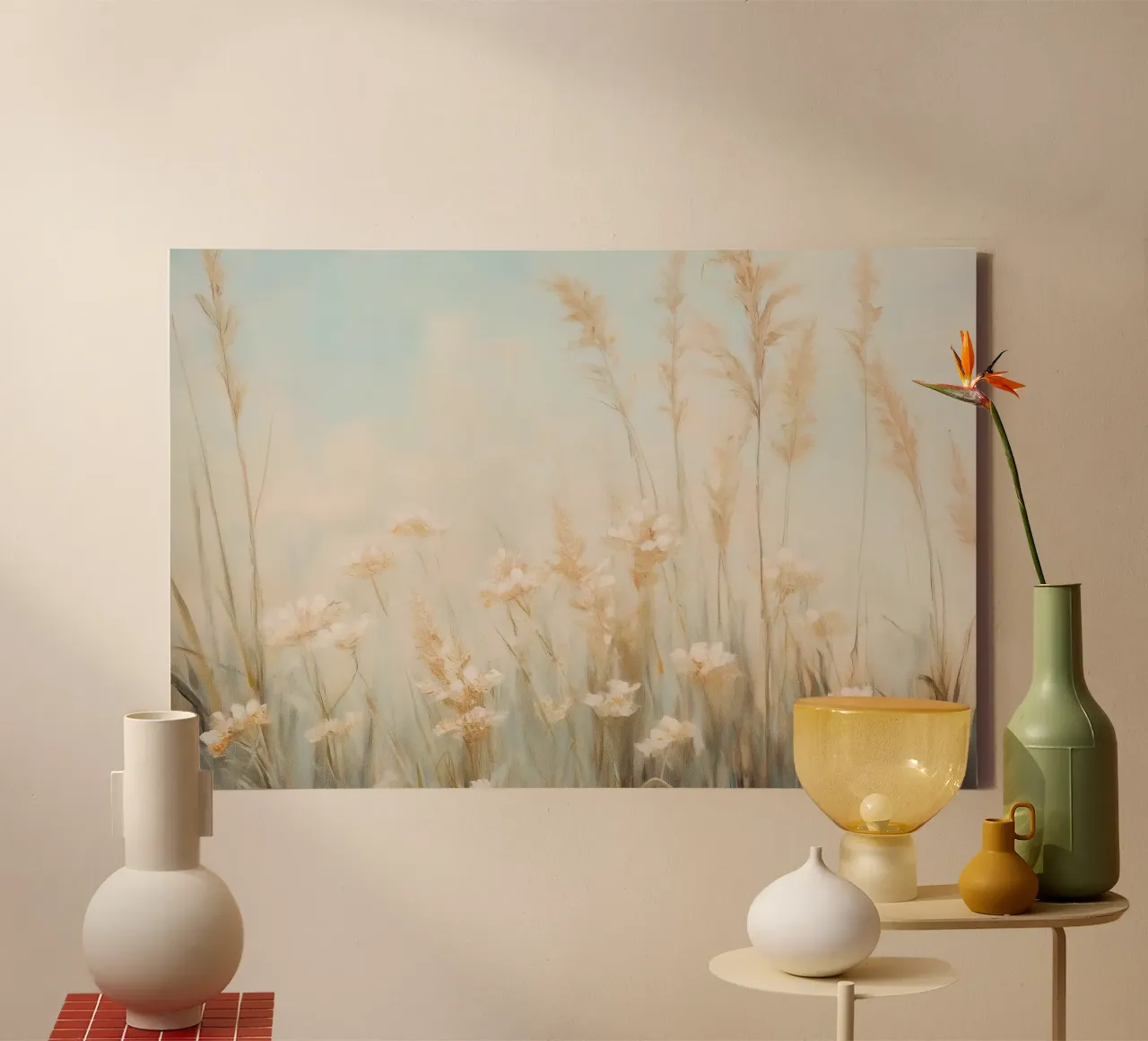 Misty Morning Wheat Fields canvas by Melloi Art Print