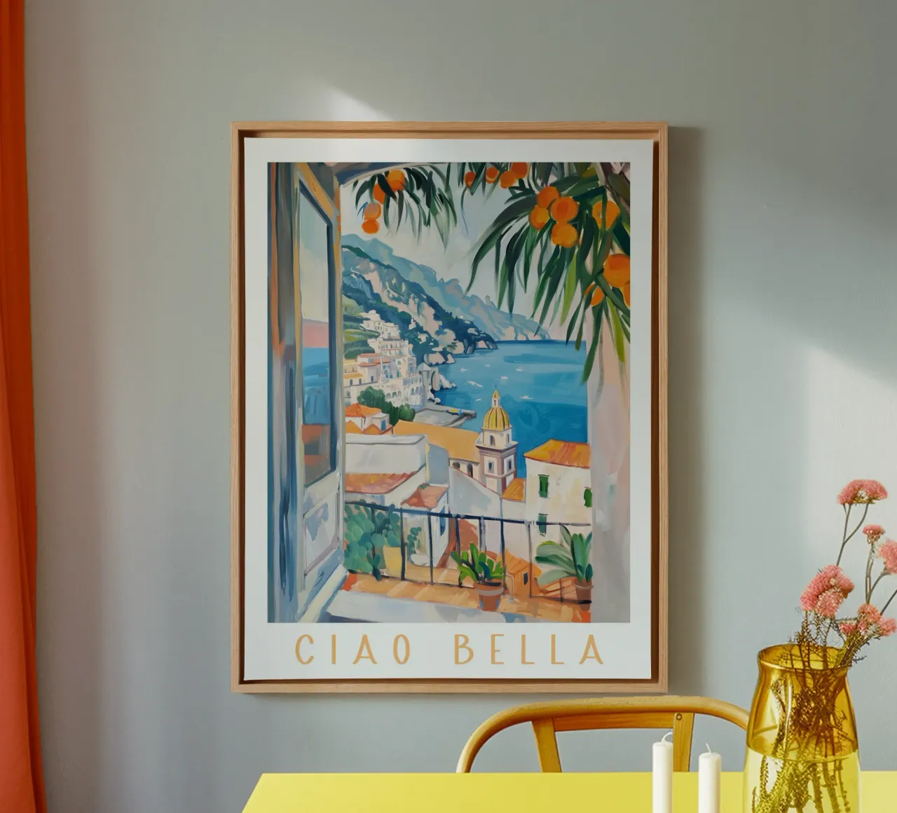 Ciao Bella Amalfi Coast tela con Cornice a cassetta da Bella Studio