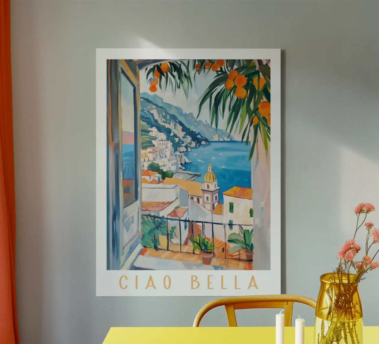 Ciao Bella Amalfi Coast tela con Cornice a cassetta da Bella Studio