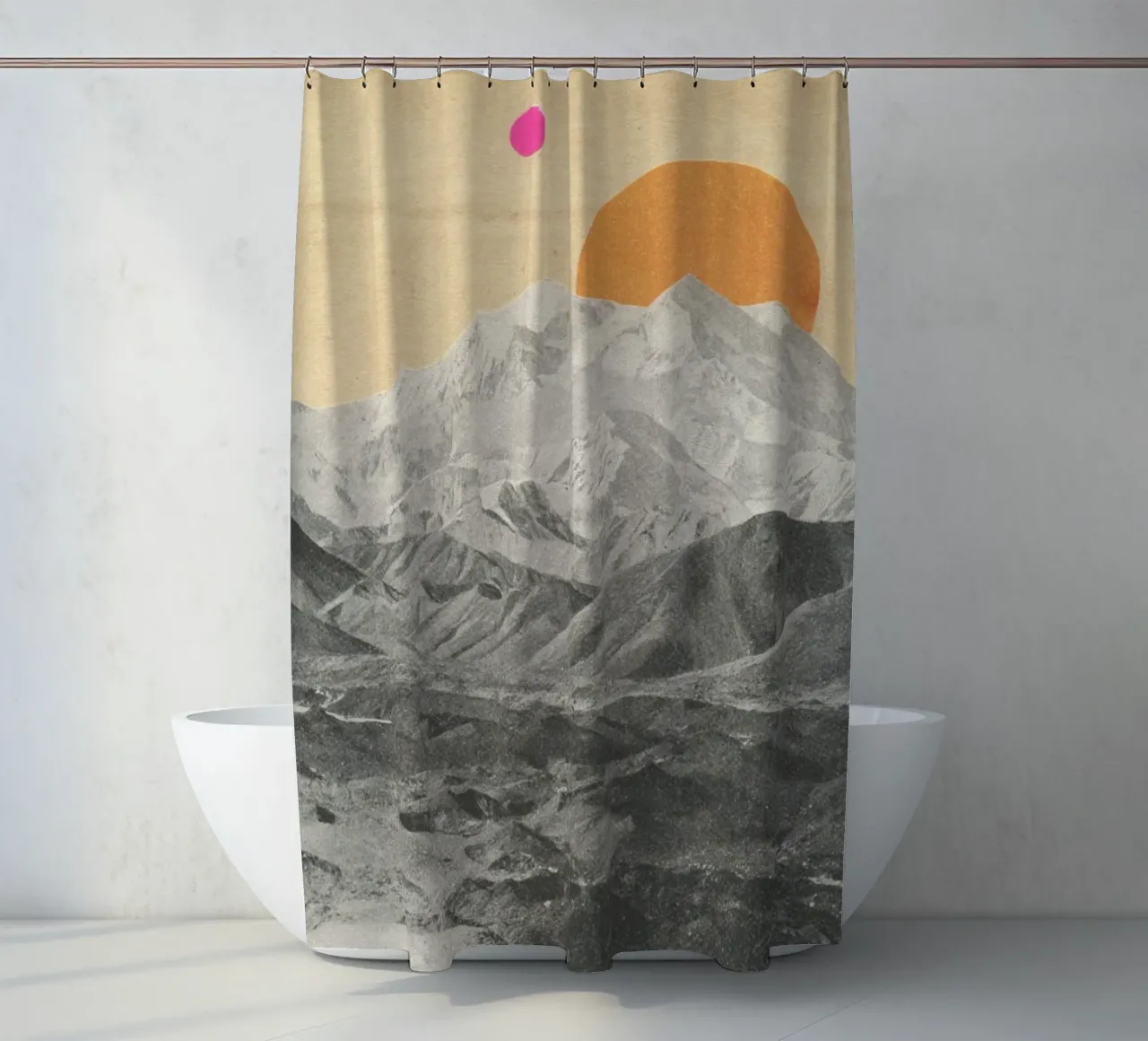 Sonnenuntergang Duschvorhang von Cassia Beck Collage