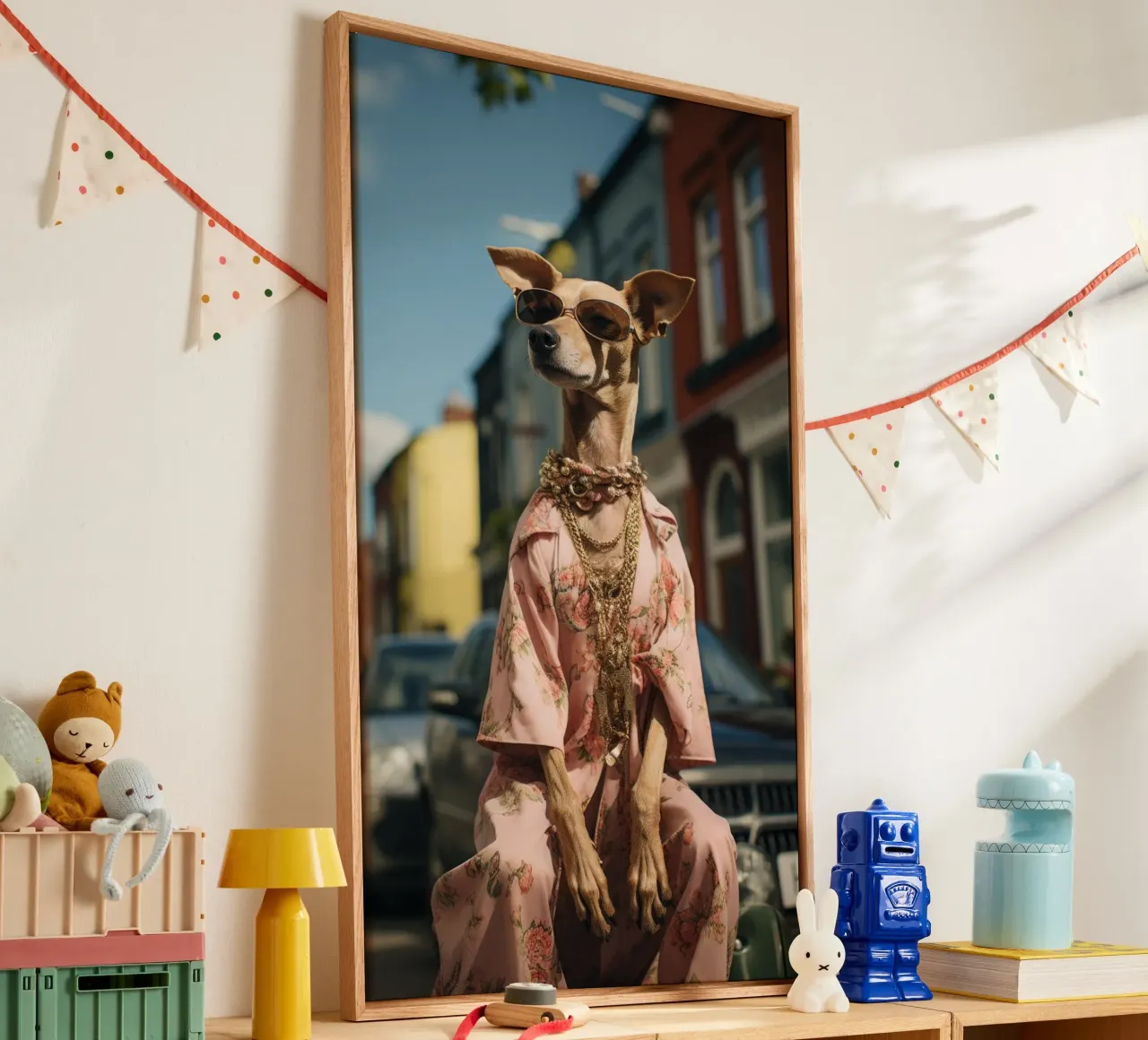 Enzo tela con Cornice a cassetta da Affiches Chien Originales – Dogland