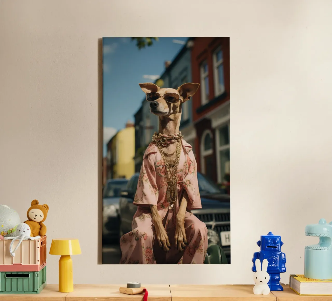 Enzo tela con Cornice a cassetta da Affiches Chien Originales – Dogland