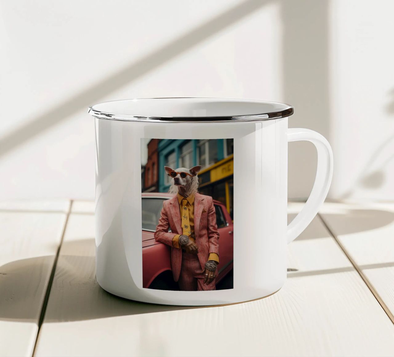 Vincenzo tazza in smalto da Affiches Chien Originales – Dogland