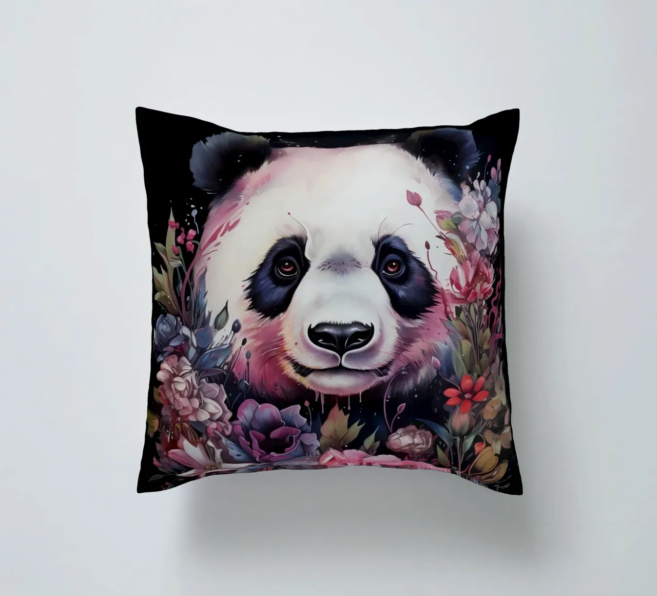 Panda Flowers decorative cushion by Mateo