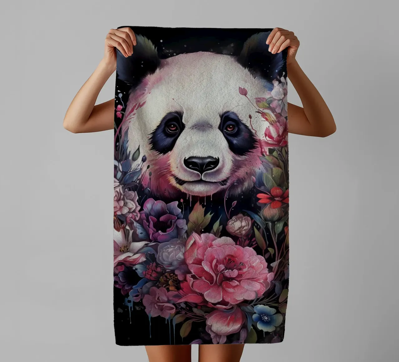 Panda Flowers badhanddoek van Mateo
