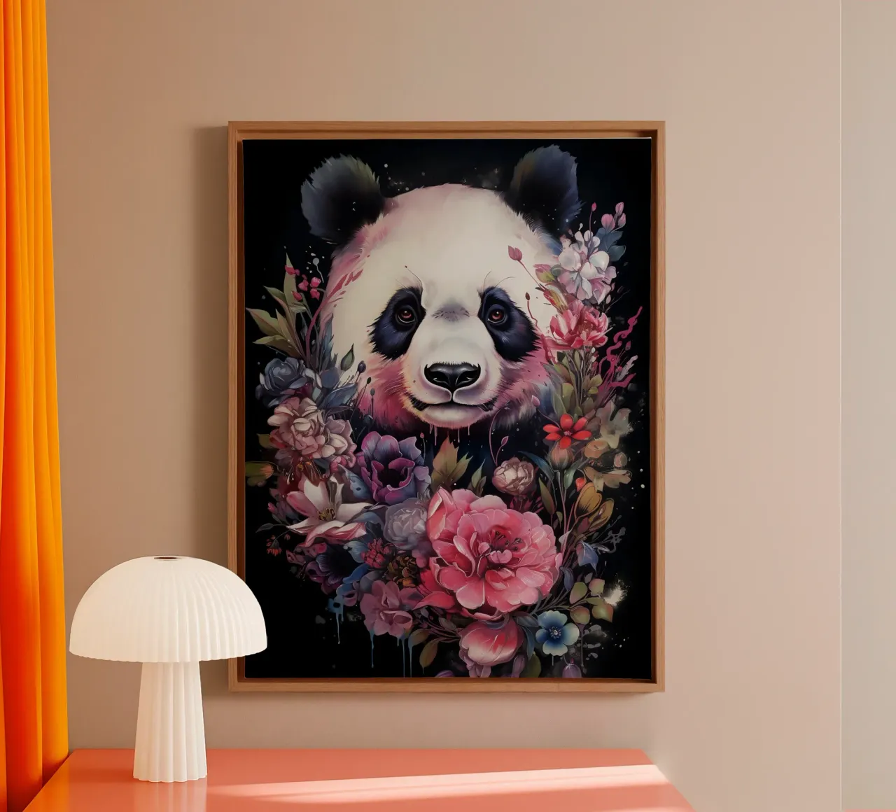 Panda Flowers canvas van Mateo