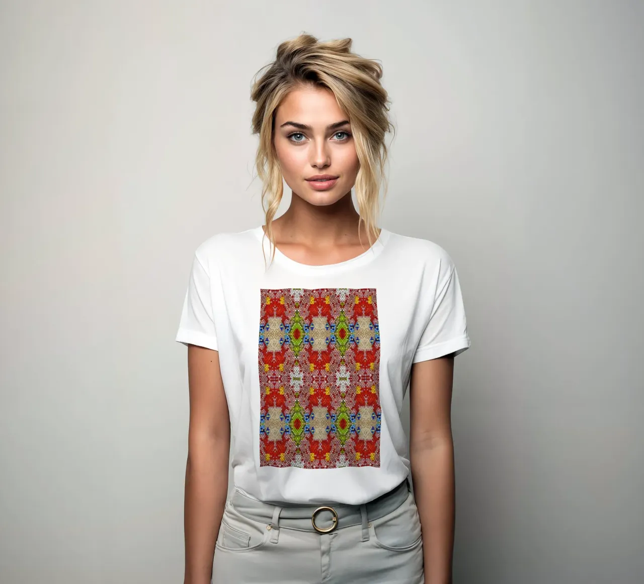 A Dance of Light and - Mosaic Pattern with Glass Beads women's fitted t-shirt by Curious Collections by Marielle Leenders