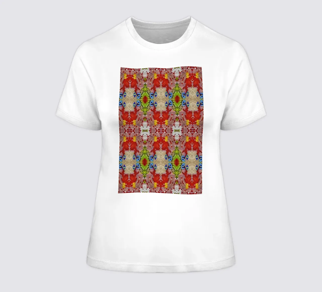 A Dance of Light and - Mosaic Pattern with Glass Beads women's fitted t-shirt by Curious Collections by Marielle Leenders