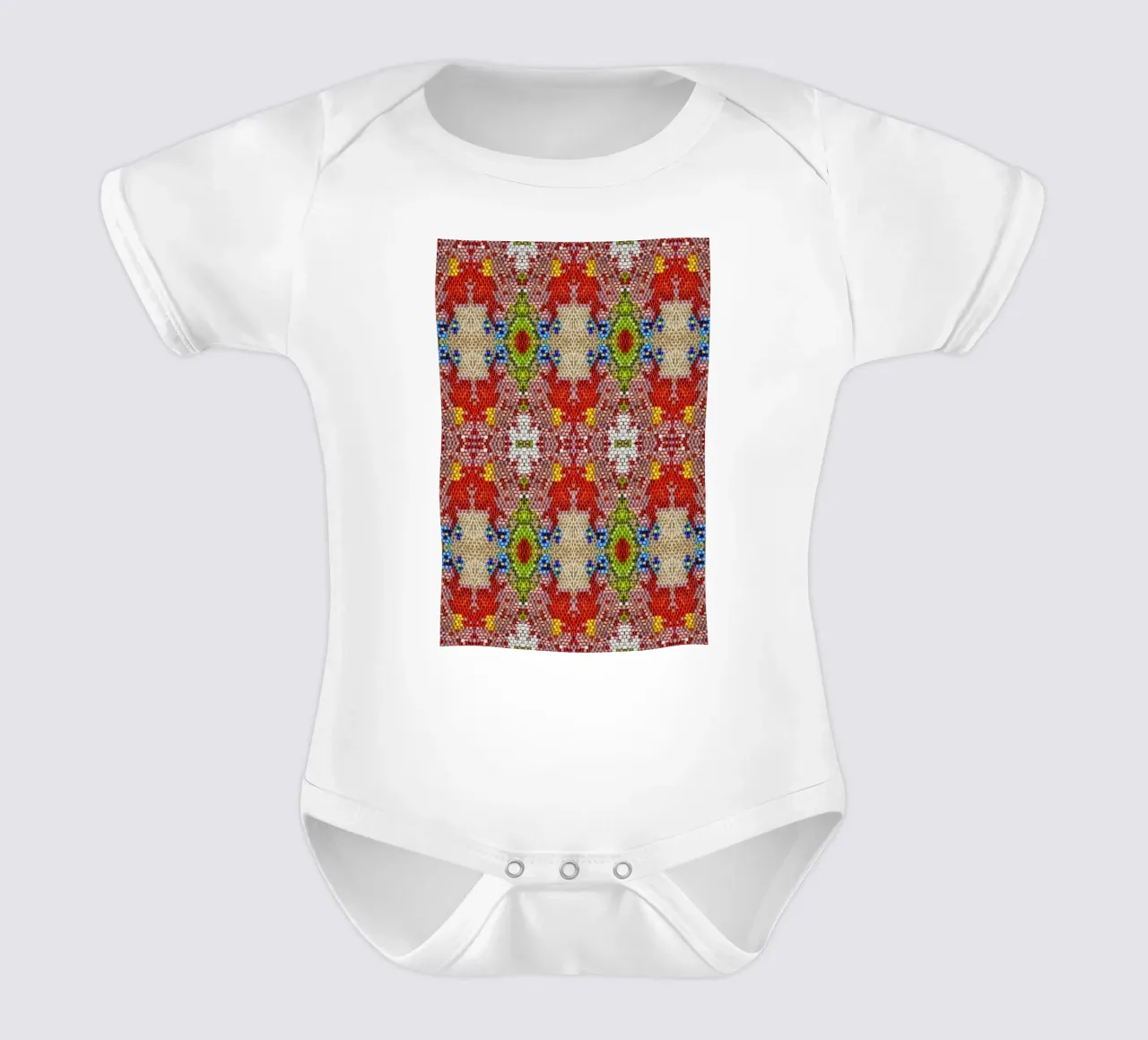 Una danza di luce e di - Modello di mosaico con perline di vetro body neonato maniche corte da Curious Collections by Marielle Leenders