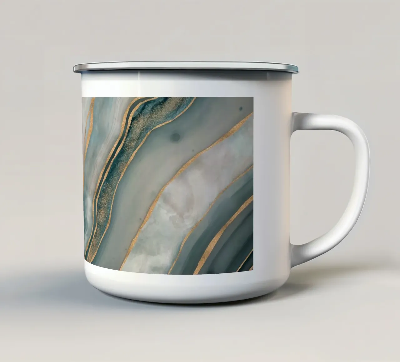 Marbled Elegance Tijdloos Luxe Oppervlak Teal Gold emaille mok van Andrea Haase Modern Home