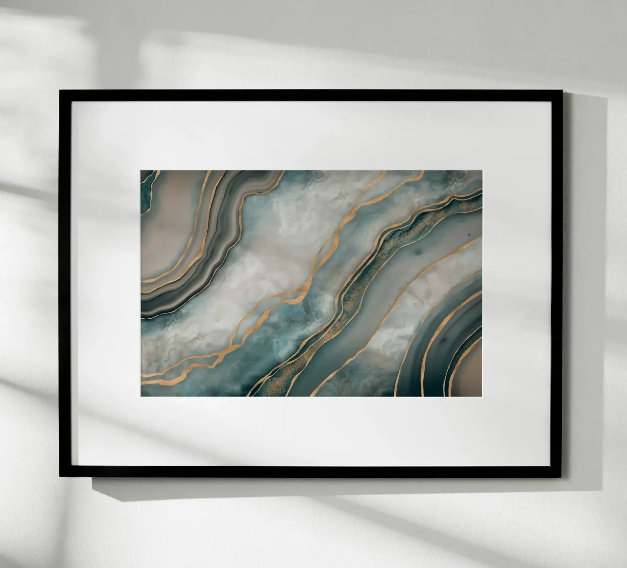 Marbled Elegance Timeless Luxury Surface Teal Gold poster with wooden frame by Andrea Haase Modern Home