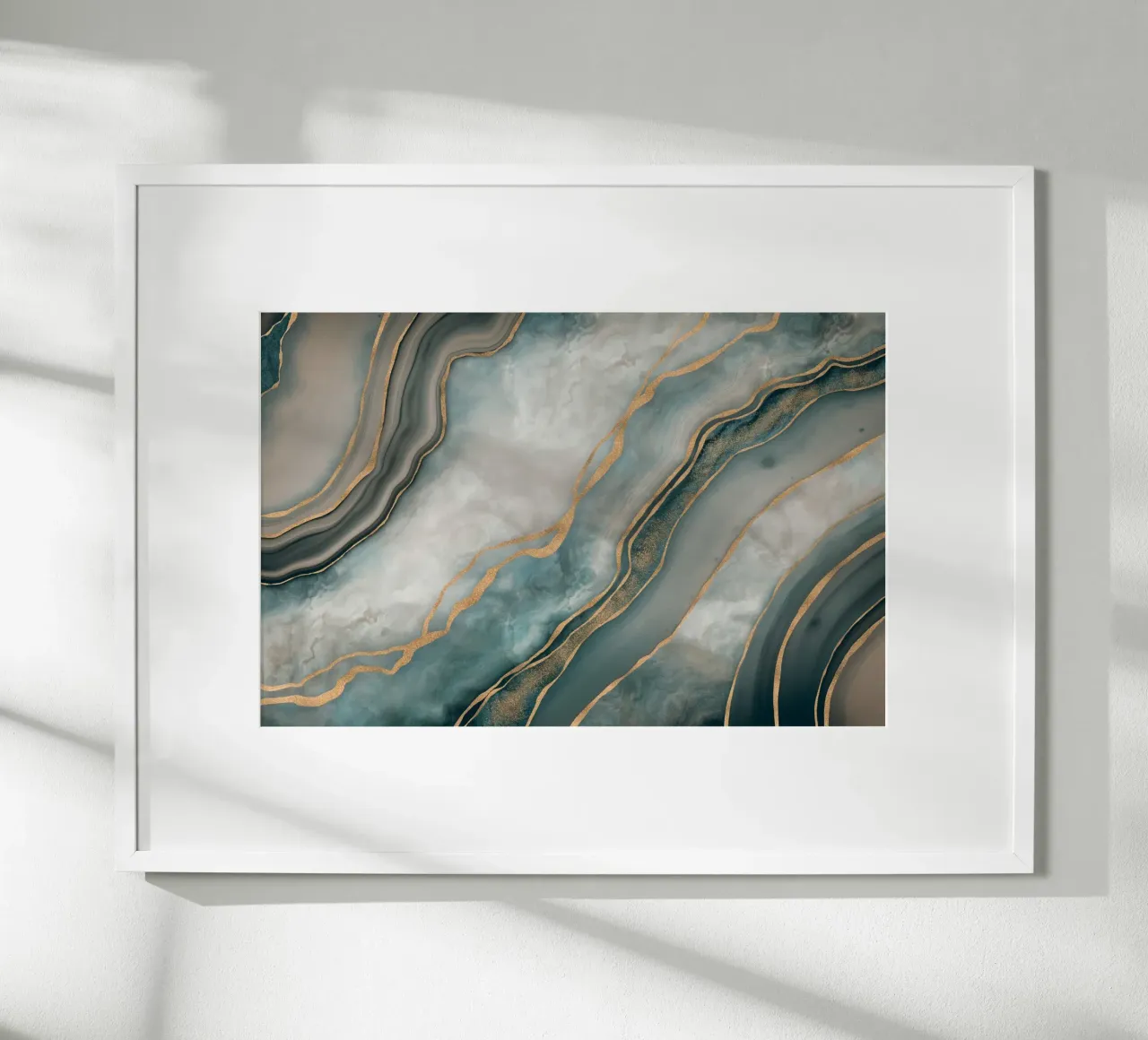 Marbled Elegance Timeless Luxury Surface Teal Gold poster with wooden frame by Andrea Haase Modern Home