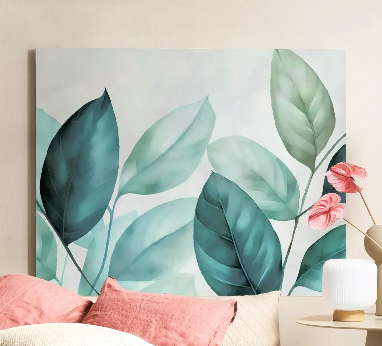 Kalm smaragdgroen loof canvas van Andrea Haase Modern Home