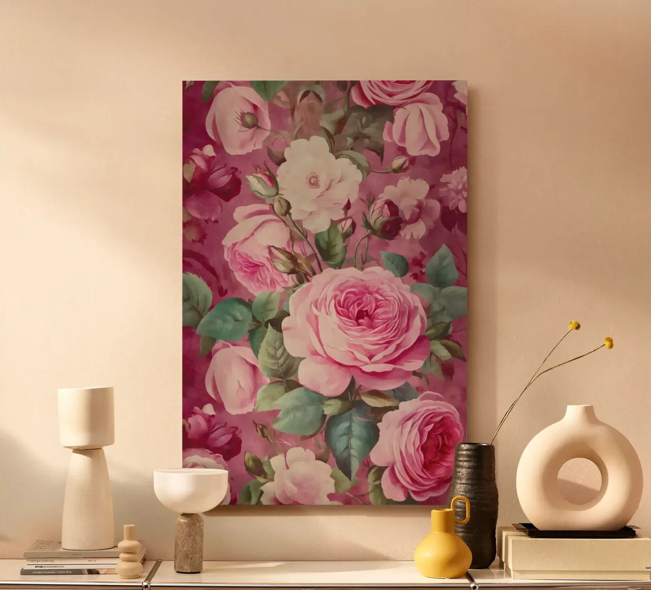Pastel Pink Vintage Roses alu-dibond by Andrea Haase Floral Passion