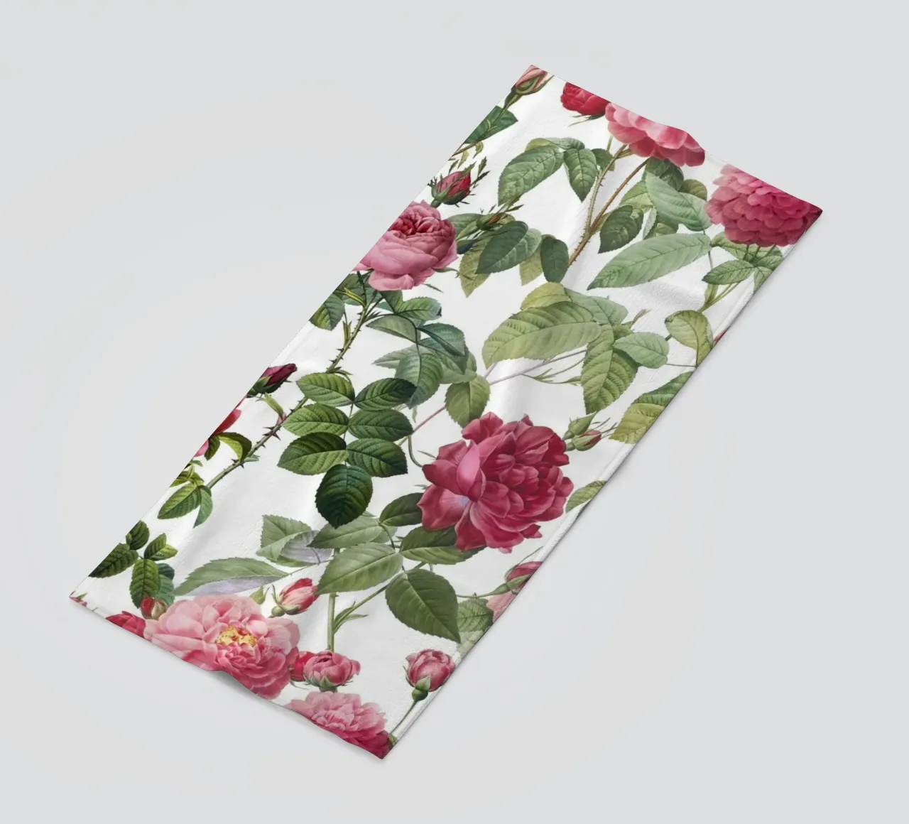 Redoute Roses Pastel White beach towel by Andrea Haase Floral Passion