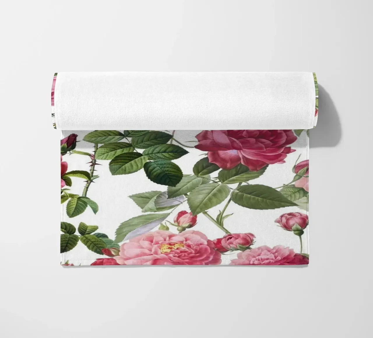 Redoute Roses Pastel White beach towel by Andrea Haase Floral Passion