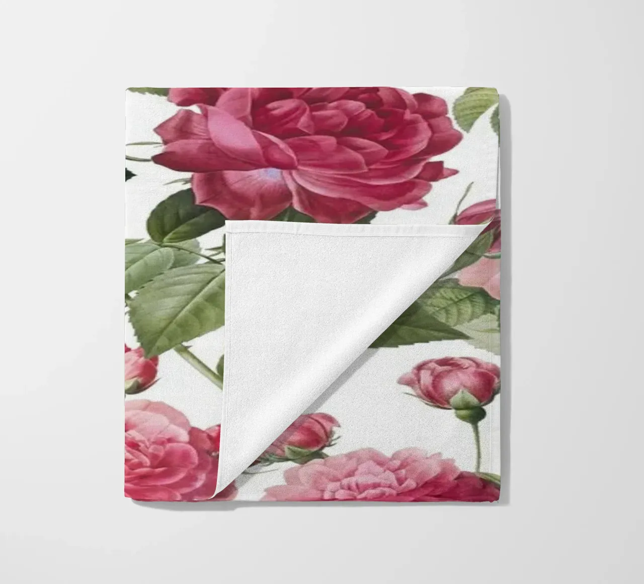 Redoute Roses Pastel White beach towel by Andrea Haase Floral Passion