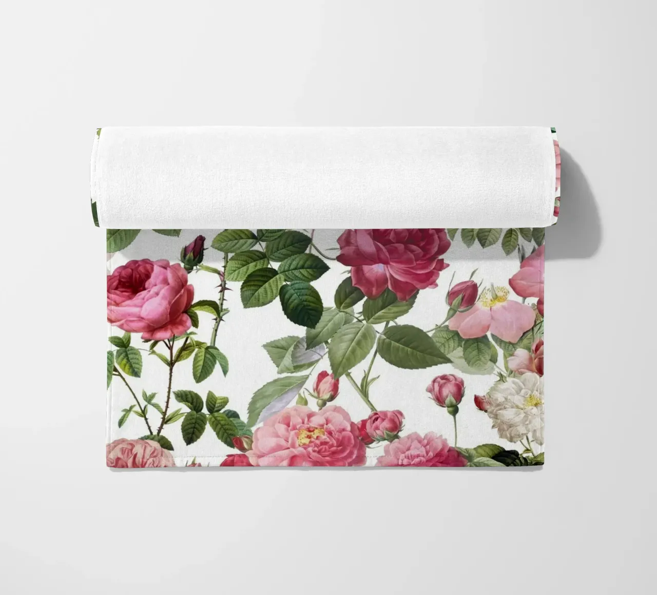 Redoute Roses Pastel White beach towel by Andrea Haase Floral Passion