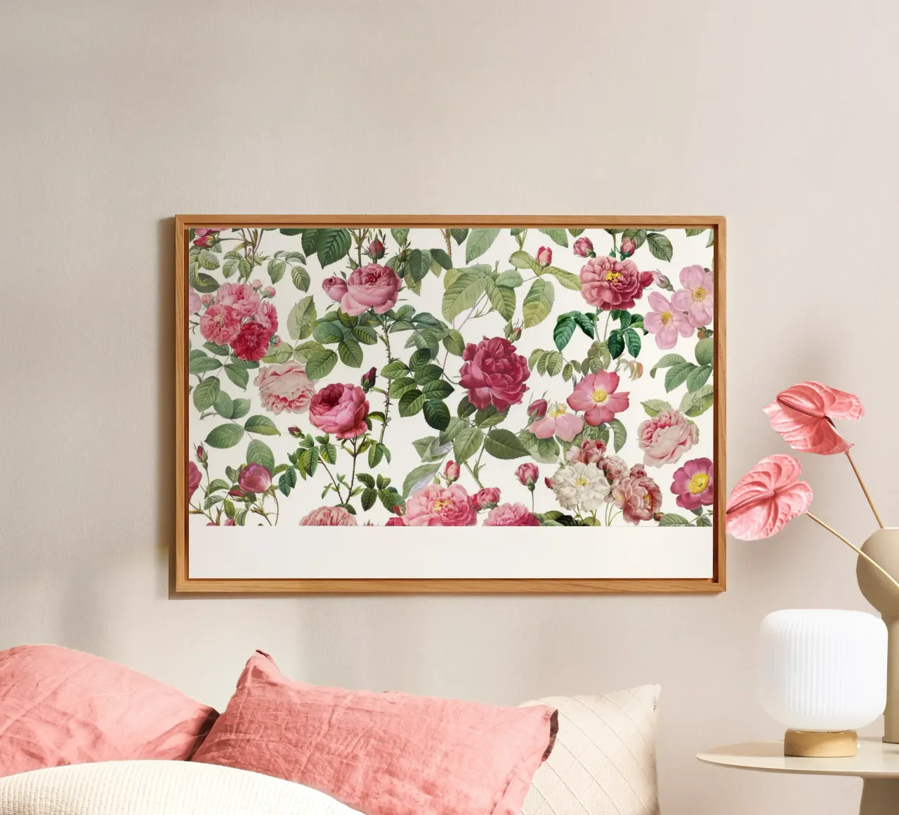 Redoute Roses Pastel White alu-dibond by Andrea Haase Floral Passion