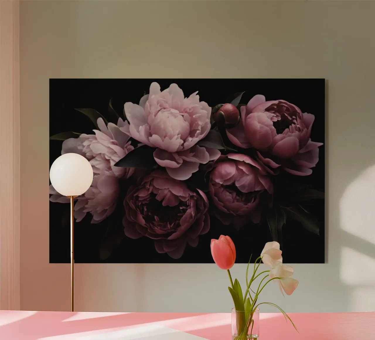 Opulent Peonie Flowers Moody Romantic Pastel Pink acrylic glass by Andrea Haase Floral Passion