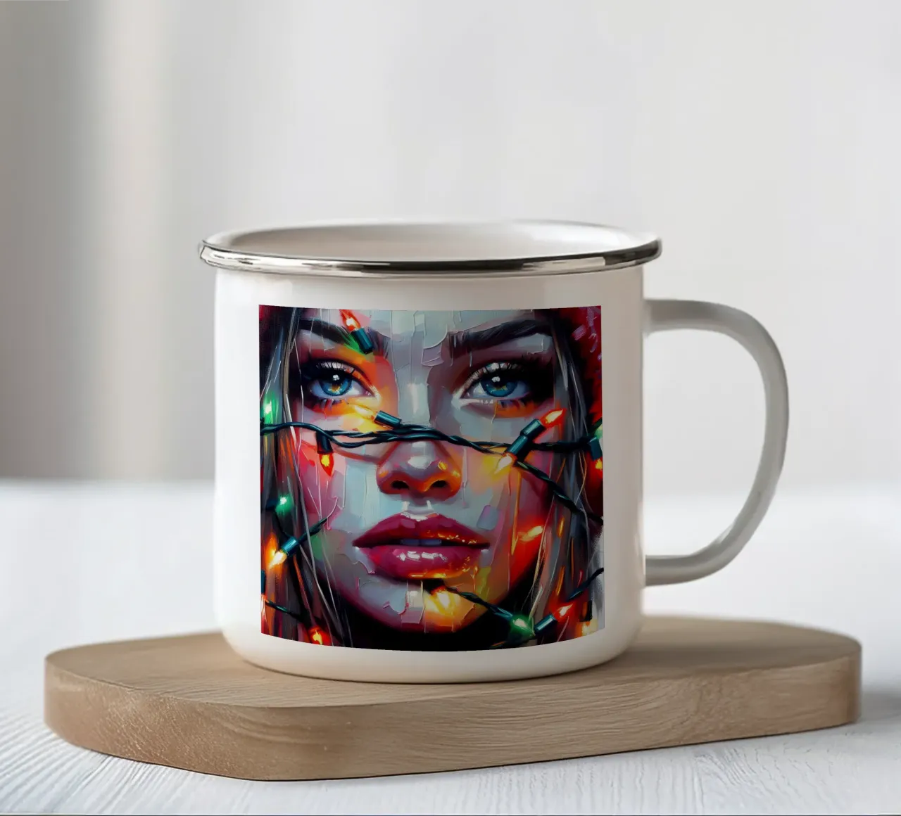 Luci lampeggianti di Natale tazza in smalto da ARTOMATIC