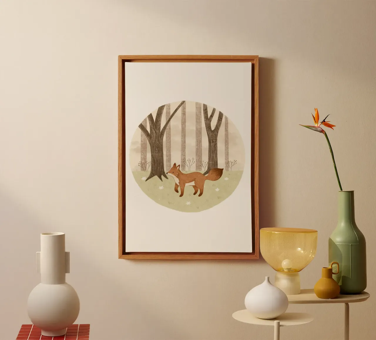 Anna Lunak - Fox in the forest 02 canvas with Floater frame by The Artcircle
