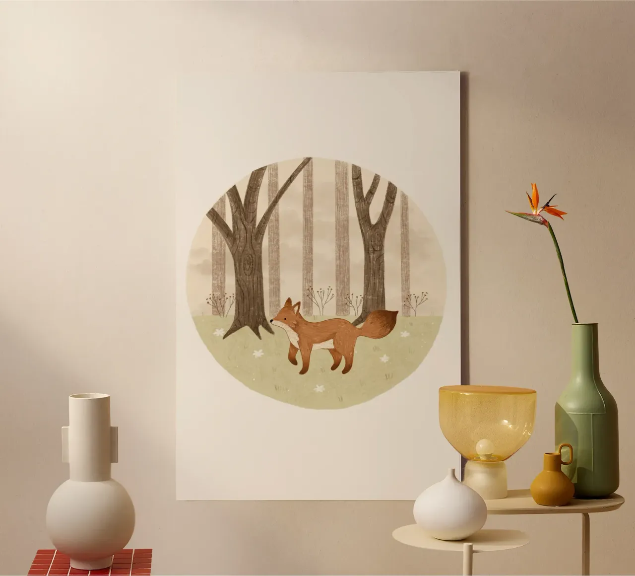 Anna Lunak - Fox in the forest 02 canvas with Floater frame by The Artcircle