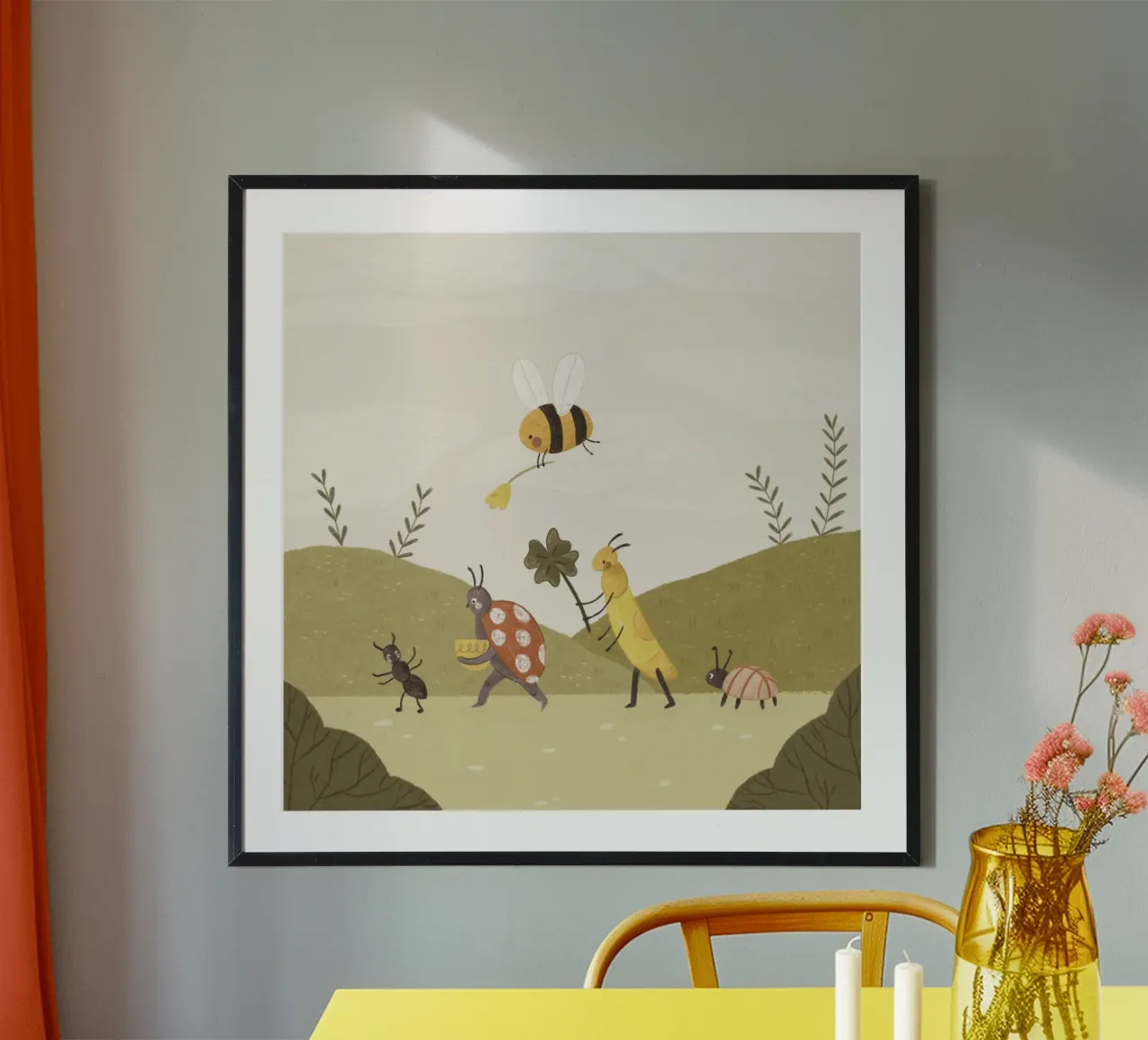 Anna Lunak - Käfer und Bienen poster con telaio in legno da The Artcircle