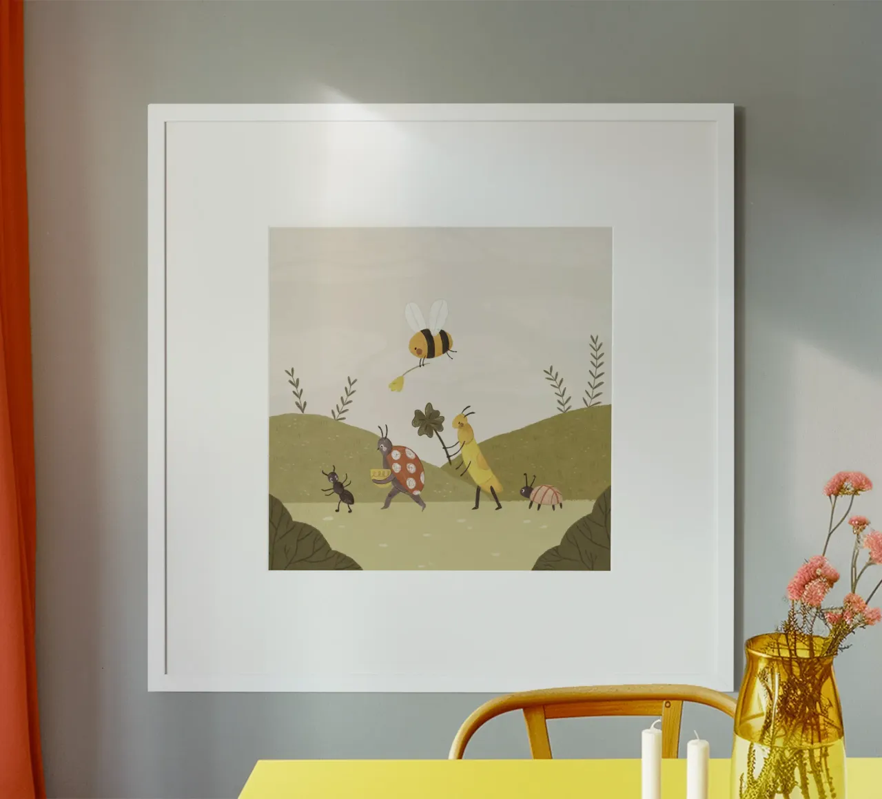 Anna Lunak - Käfer und Bienen poster con telaio in legno da The Artcircle